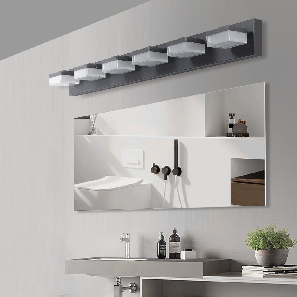 Modern 6Light Black LED Vanity Mirror Light Fixture For Bathrooms And